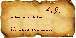 Adamcsik Jolán névjegykártya