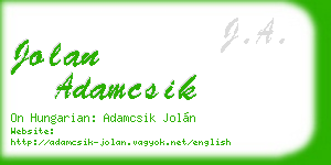 jolan adamcsik business card